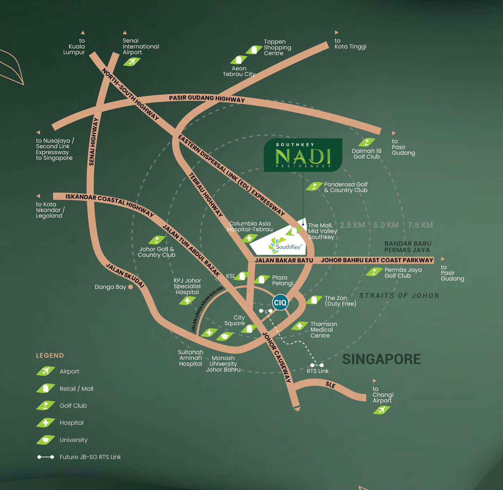 Original developer location map showing NADI Residences in Southkey, Johor Bahru